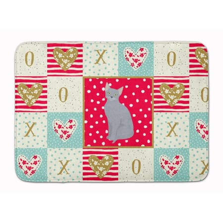 Carolines Treasures 19 x 27 in. Russian Blue Cat Love Machine Washable Memory Foam Mat CK5782RUG